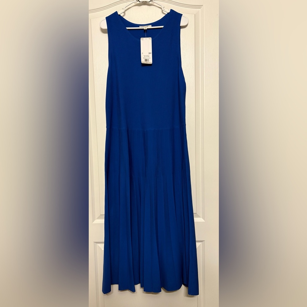 Pleated Blue A-Line Maxi Dress for Cocktail